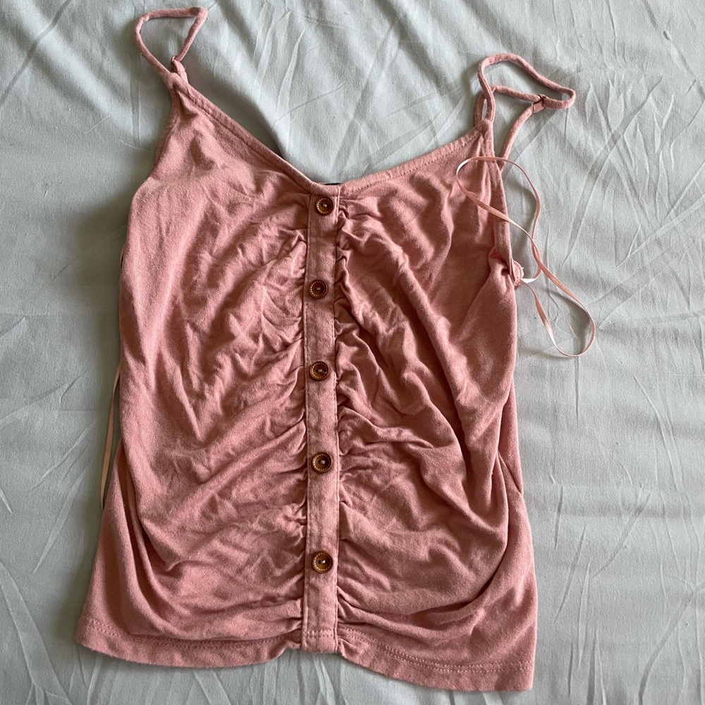 Pink button tank top